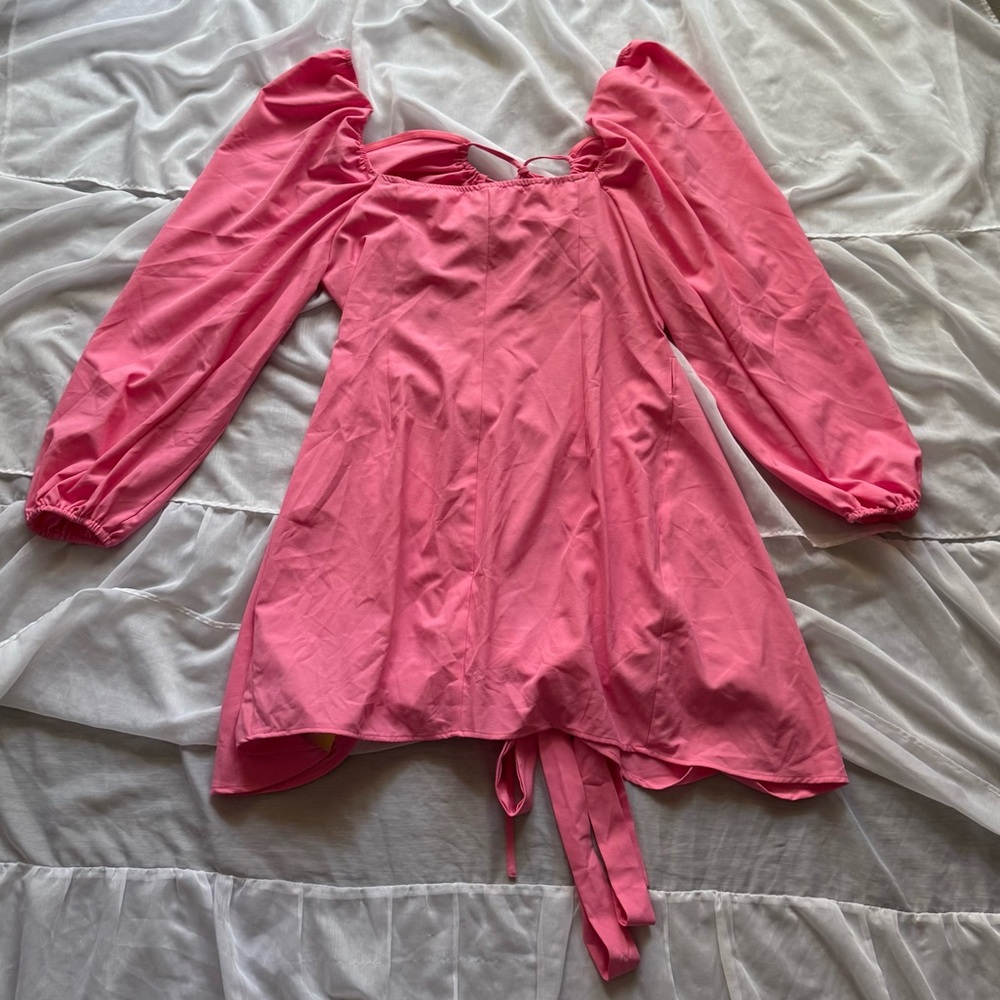 SHEIN Curve Square-Neck Tie Back Dress